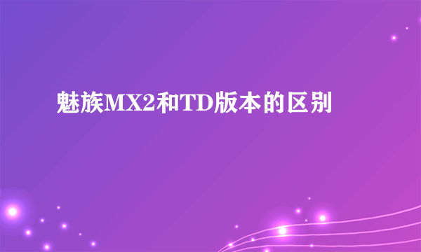 魅族MX2和TD版本的区别