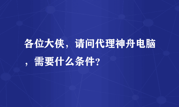 各位大侠，请问代理神舟电脑，需要什么条件？