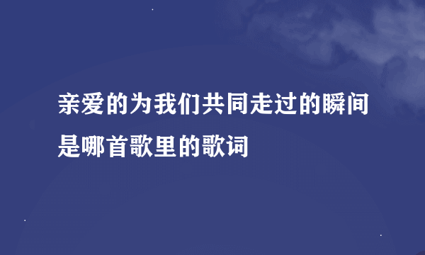 亲爱的为我们共同走过的瞬间是哪首歌里的歌词