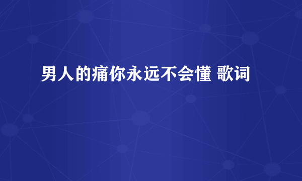 男人的痛你永远不会懂 歌词