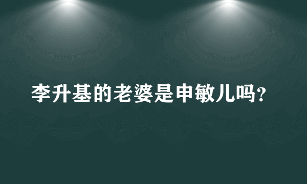 李升基的老婆是申敏儿吗？