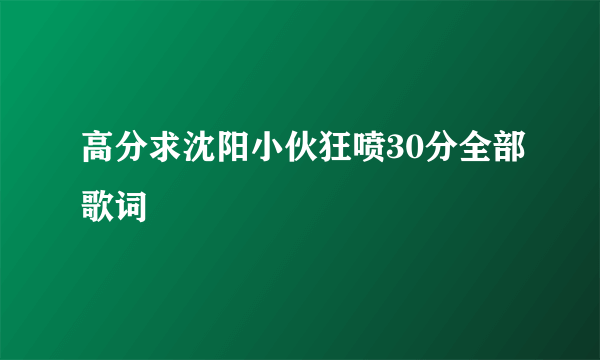 高分求沈阳小伙狂喷30分全部歌词