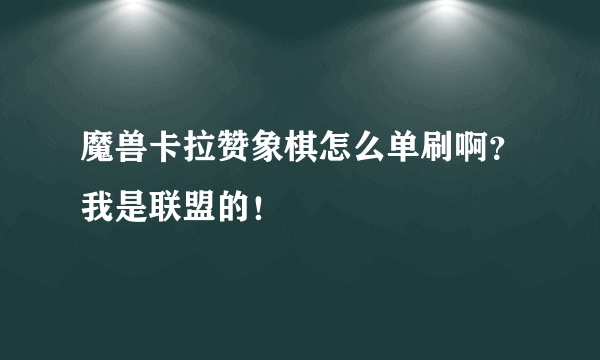 魔兽卡拉赞象棋怎么单刷啊？我是联盟的！