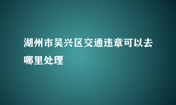 湖州市吴兴区交通违章可以去哪里处理