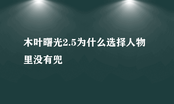 木叶曙光2.5为什么选择人物里没有兜