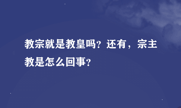 教宗就是教皇吗？还有，宗主教是怎么回事？