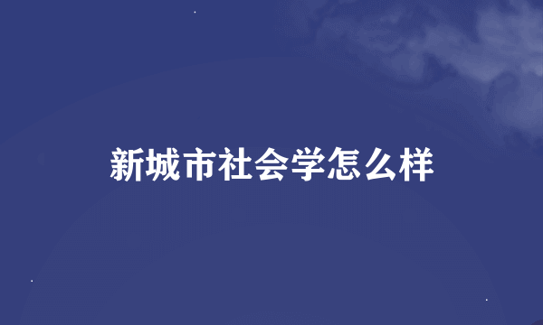 新城市社会学怎么样