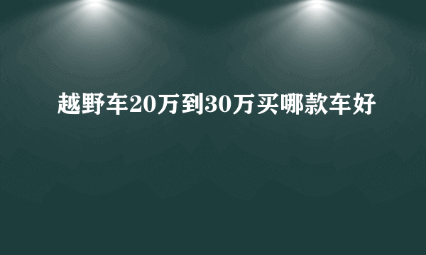 越野车20万到30万买哪款车好