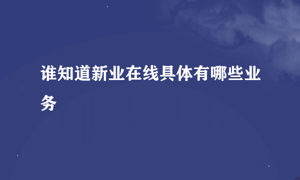 谁知道新业在线具体有哪些业务