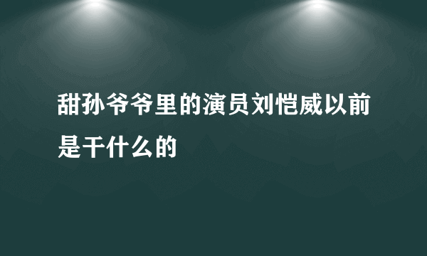 甜孙爷爷里的演员刘恺威以前是干什么的