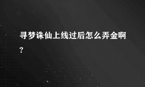 寻梦诛仙上线过后怎么弄金啊?