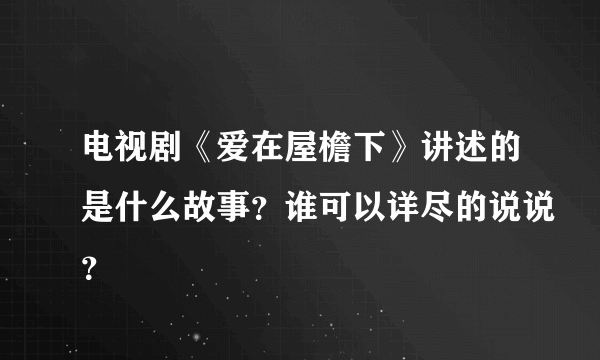 电视剧《爱在屋檐下》讲述的是什么故事？谁可以详尽的说说？