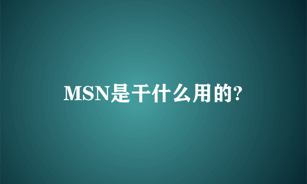 MSN是干什么用的?