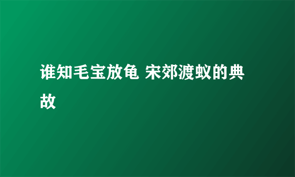 谁知毛宝放龟 宋郊渡蚁的典故