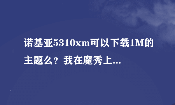 诺基亚5310xm可以下载1M的主题么？我在魔秀上做了一个1.24M的主题，为什么不能用，？