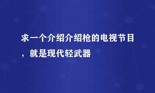 求一个介绍介绍枪的电视节目，就是现代轻武器