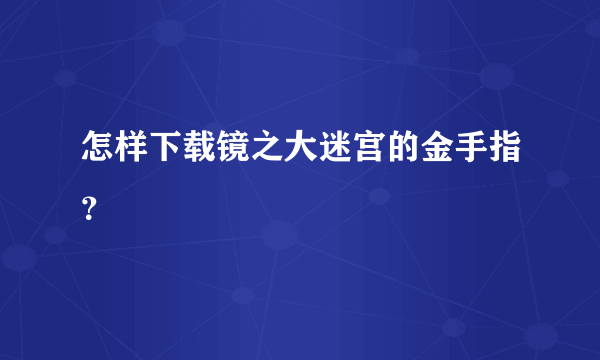 怎样下载镜之大迷宫的金手指？