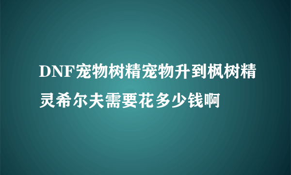 DNF宠物树精宠物升到枫树精灵希尔夫需要花多少钱啊