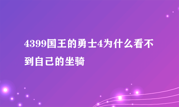 4399国王的勇士4为什么看不到自己的坐骑