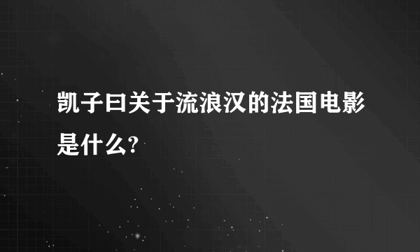 凯子曰关于流浪汉的法国电影是什么?