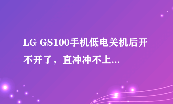 LG GS100手机低电关机后开不开了，直冲冲不上。万能充可以但冲完安上还是开不开。紧急求助！！！！！