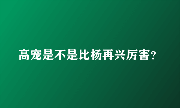 高宠是不是比杨再兴厉害？