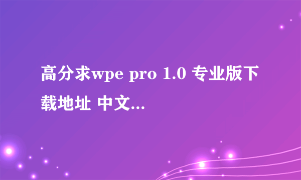 高分求wpe pro 1.0 专业版下载地址 中文的 CSDN 狗狗下载请离开