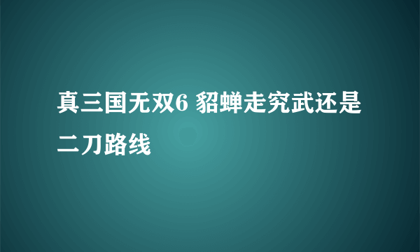 真三国无双6 貂蝉走究武还是二刀路线