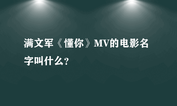 满文军《懂你》MV的电影名字叫什么？