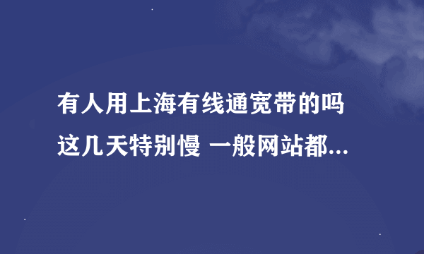 有人用上海有线通宽带的吗 这几天特别慢 一般网站都上不了 客服说网络是正常的！！！