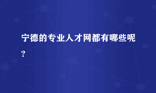 宁德的专业人才网都有哪些呢？