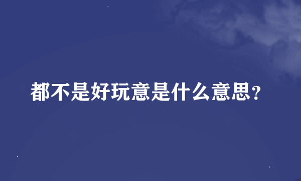 都不是好玩意是什么意思？