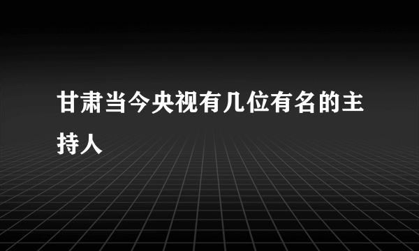 甘肃当今央视有几位有名的主持人