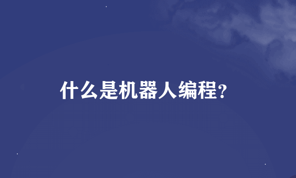 什么是机器人编程？