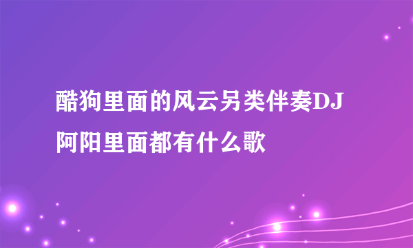 酷狗里面的风云另类伴奏DJ阿阳里面都有什么歌