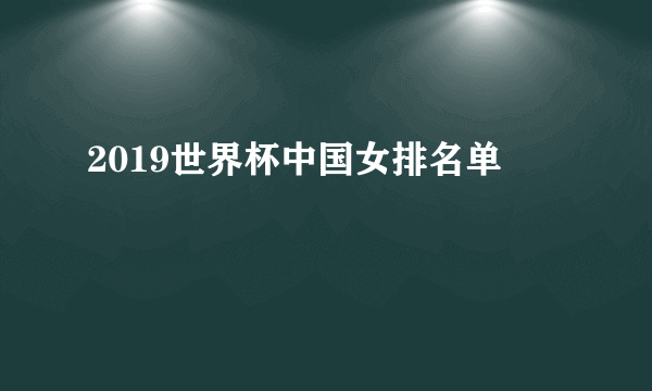 2019世界杯中国女排名单