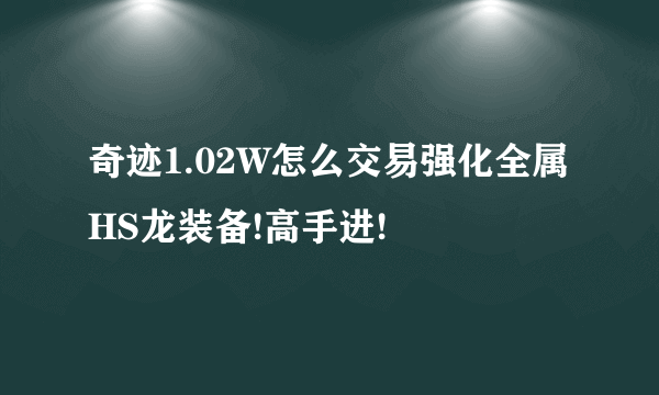 奇迹1.02W怎么交易强化全属HS龙装备!高手进!