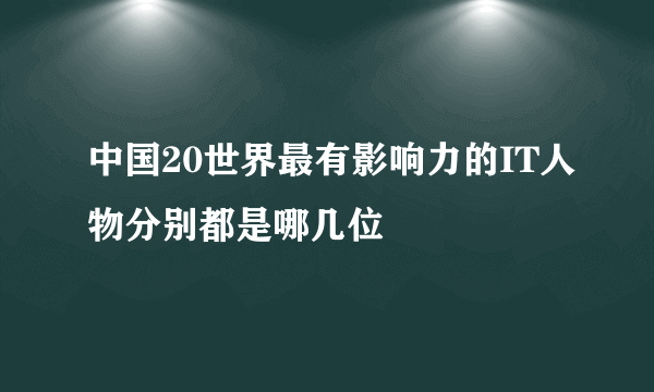 中国20世界最有影响力的IT人物分别都是哪几位