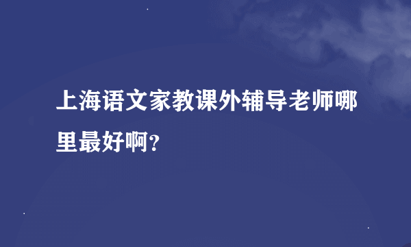 上海语文家教课外辅导老师哪里最好啊？