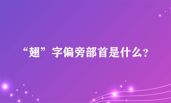 “翅”字偏旁部首是什么？