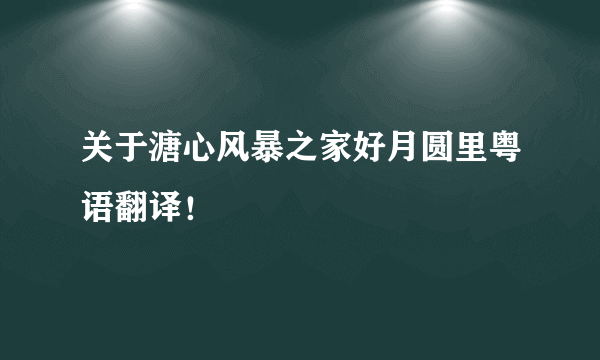 关于溏心风暴之家好月圆里粤语翻译！