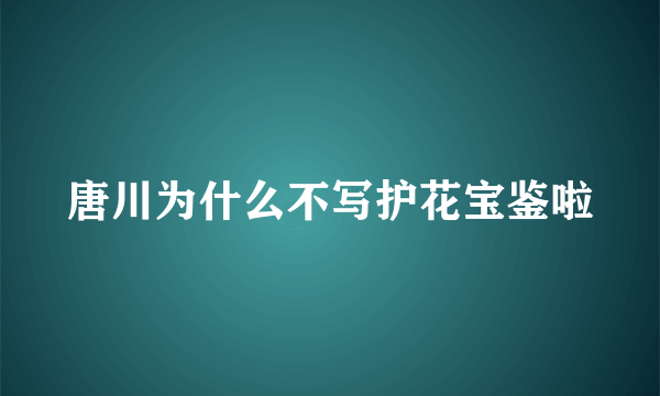 唐川为什么不写护花宝鉴啦