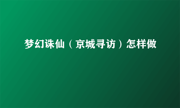 梦幻诛仙（京城寻访）怎样做