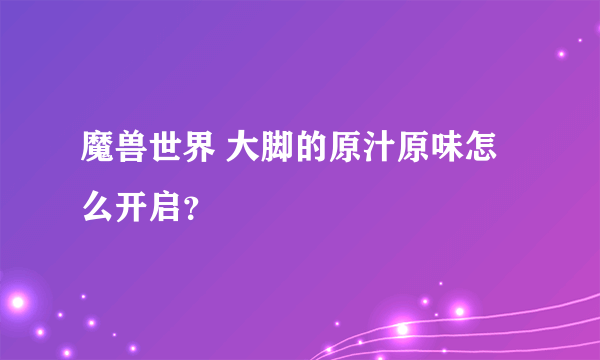 魔兽世界 大脚的原汁原味怎么开启？