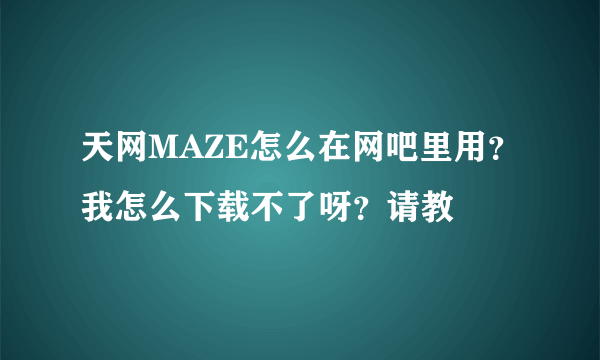 天网MAZE怎么在网吧里用？我怎么下载不了呀？请教