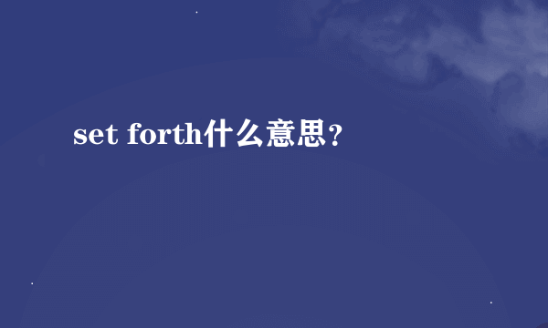 set forth什么意思？