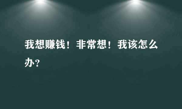 我想赚钱！非常想！我该怎么办？