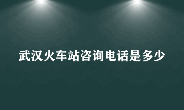 武汉火车站咨询电话是多少