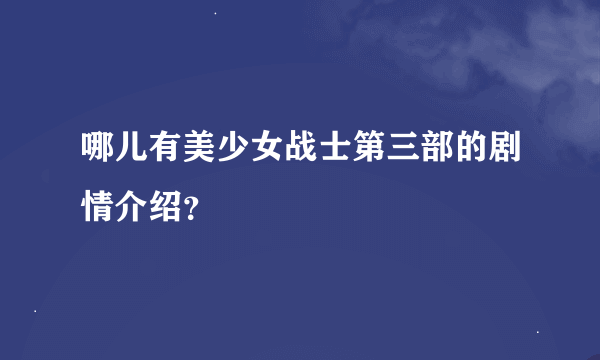 哪儿有美少女战士第三部的剧情介绍？