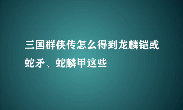 三国群侠传怎么得到龙麟铠或蛇矛、蛇麟甲这些